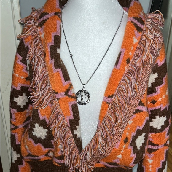 Cider Orange and Brown Patterned Cardigan - Picture 3 of 9